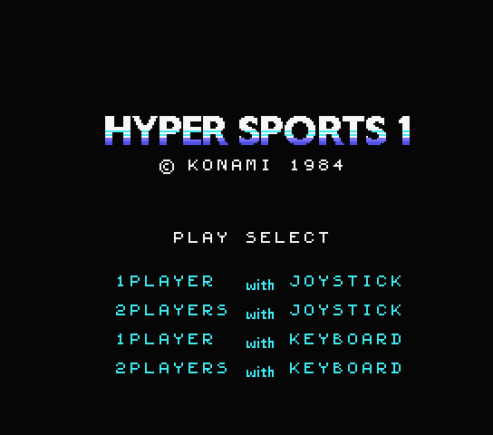 Hyper Sports 1 title screen for MSX